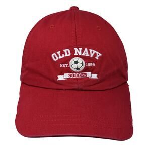Old Navy Soccer Strapback Hat Red Large Adjustable Embroidered Outdoor